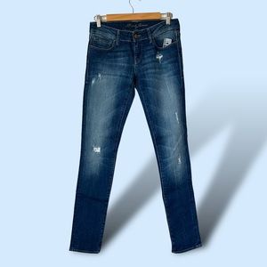 Mavi Serena Low Rise Skinny Jeans - Size 27/33 - Dark Wash - Distressed - NWT